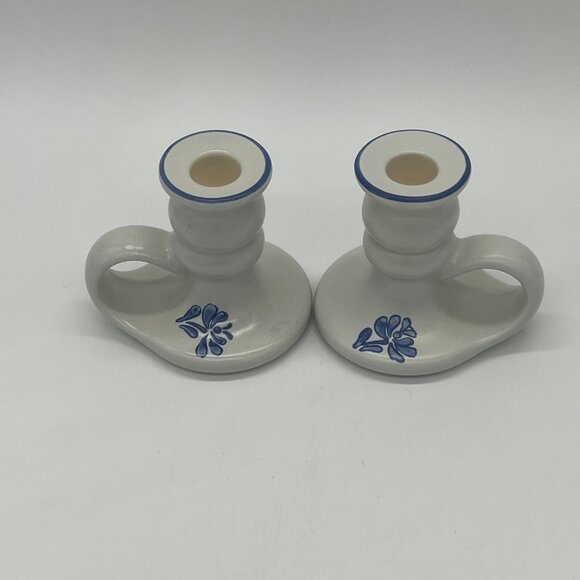 Set of 2 Vintage Pfaltzgraff Yorktowne Candle Holders with Handles - Picture 4 of 6